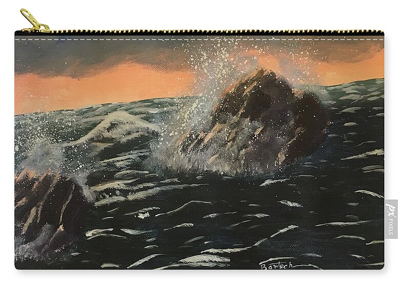 Ocean Zip Pouch featuring the painting Ocean Spray 2 by David Bartsch