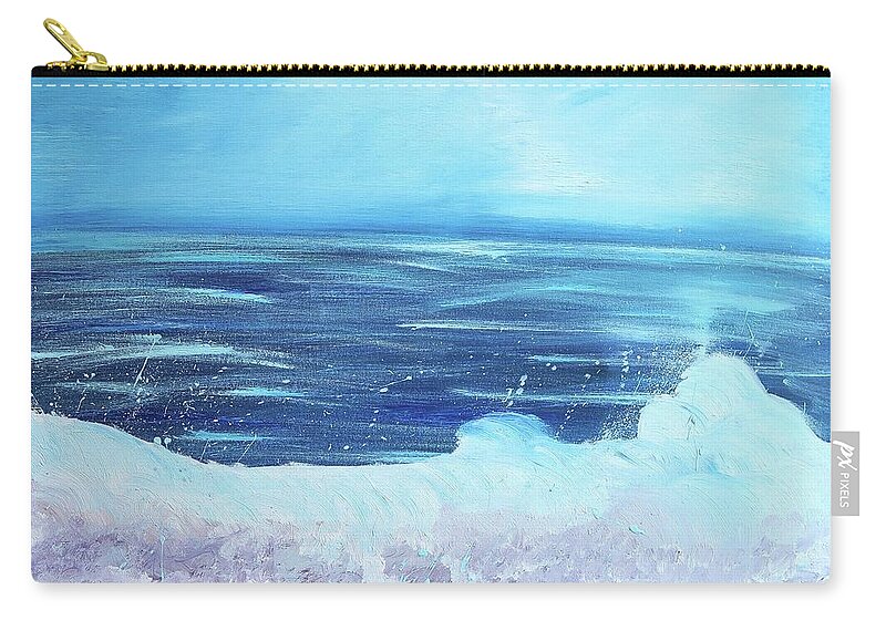 Ocean Zip Pouch featuring the painting Oceans Fall by Etta Harris