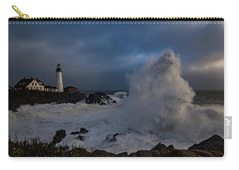 Portland Head Light Carry-all Pouch featuring the photograph Octobercane by Darryl Hendricks