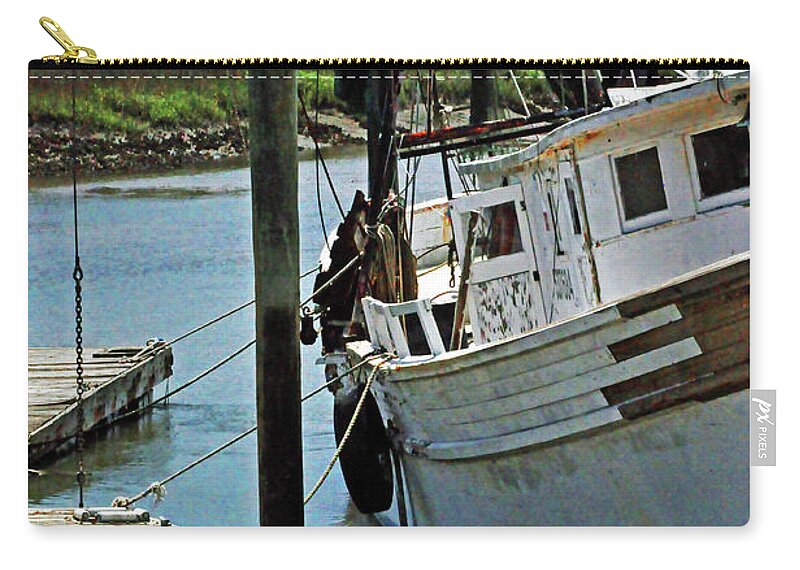 Beach Zip Pouch featuring the photograph Off Duty Shrimp Boat by Kay Lovingood