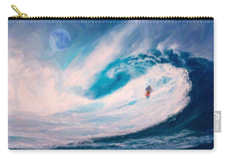 Riptide Zip Pouch featuring the painting Offshore Wave by Celestial Images