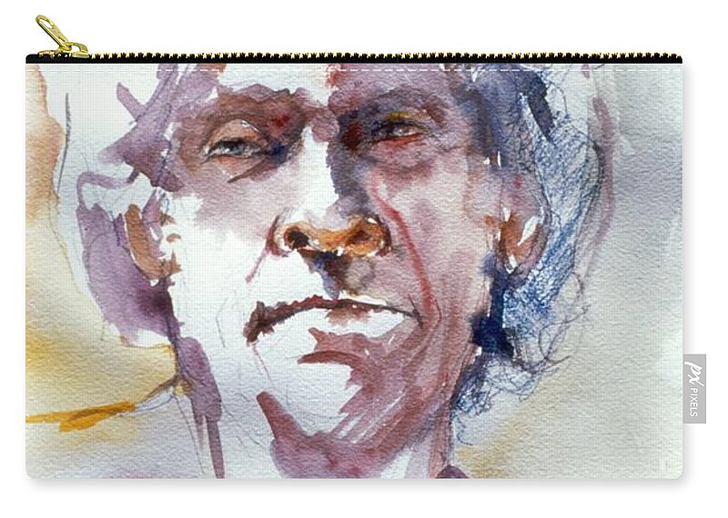 Headshot Carry-all Pouch featuring the painting Ogden head study 1 by Barbara Pease