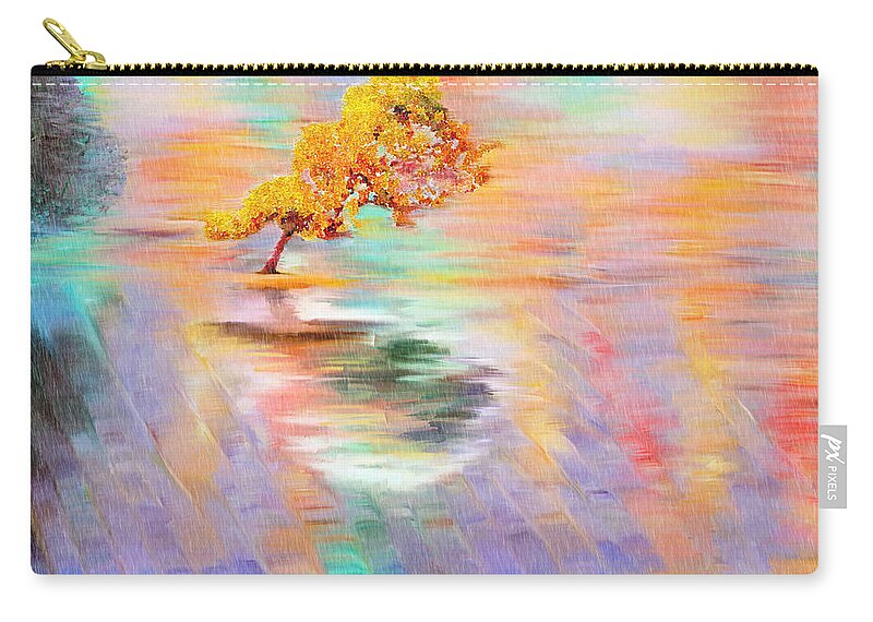 Oh Babe It Is Raining Outside Zip Pouch featuring the painting Oh Babe It Is Raining Outside by Angela Stanton