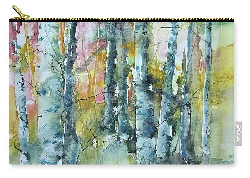 Trees Zip Pouch featuring the painting Oh Be Joyful Series by Robin Miller-Bookhout