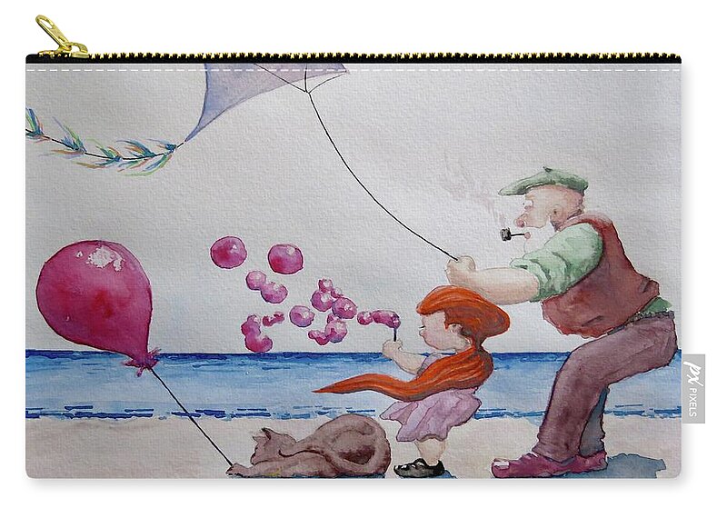 Painting Zip Pouch featuring the painting Oh My Bubbles by Geni Gorani
