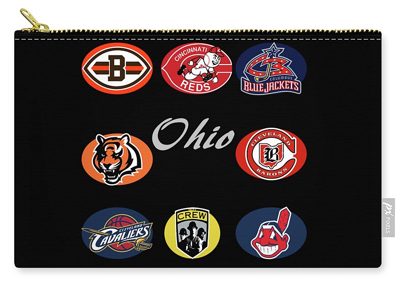 Ohio Zip Pouch featuring the digital art Ohio Professional Sport Teams Collage by Movie Poster Prints