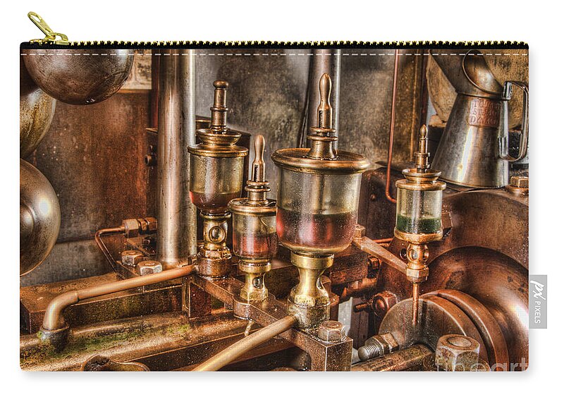 Steam Engine Zip Pouch featuring the photograph Oil drip feed 1 by Steev Stamford