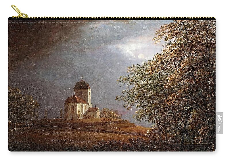 Carl Johan Fahlcrantz (1779-1861)-‘andrarams Church’-oil On Canvas-1836 Zip Pouch featuring the painting Oil On Canvas by Carl Johan