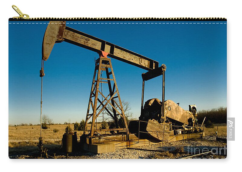 Crude Oil Zip Pouch featuring the photograph Oil Rig by Anthony Totah