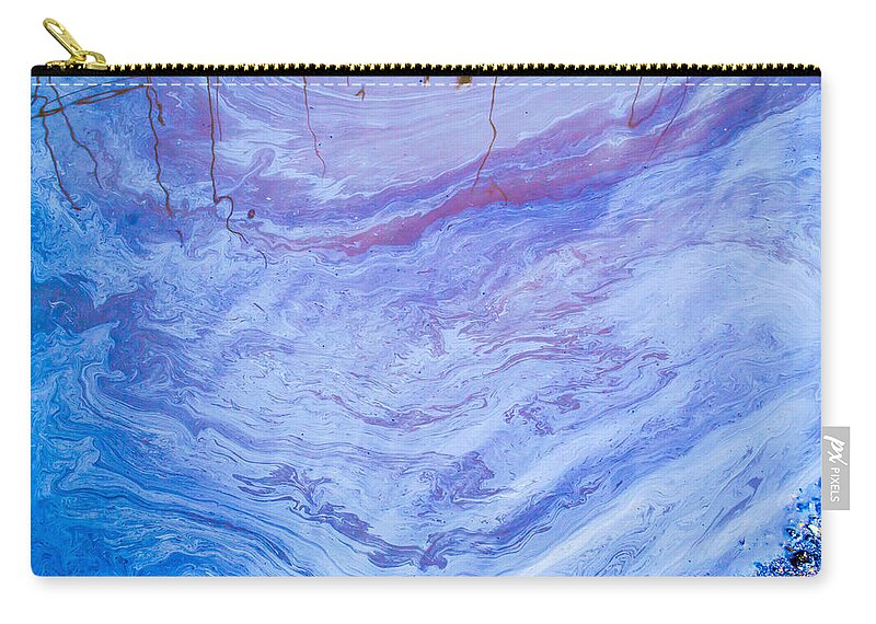 Abstract Zip Pouch featuring the photograph Oil Spill on Water Abstract by John Williams