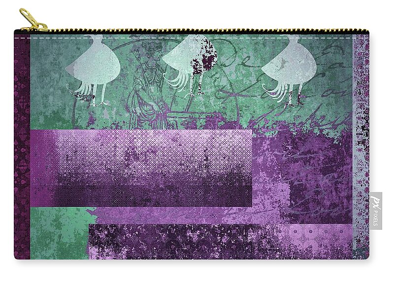 Birds Zip Pouch featuring the digital art Oiselot 01 - j097179222-bl02a by Variance Collections