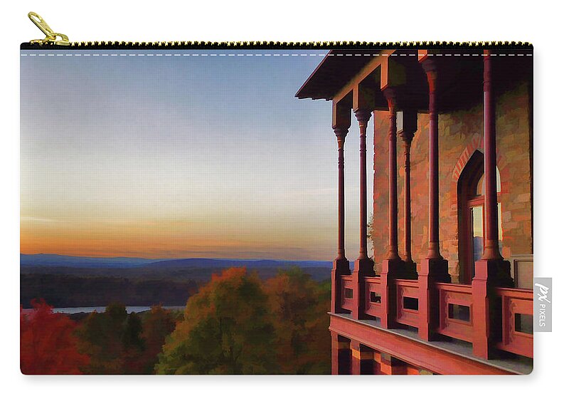 Olana Piazza Zip Pouch featuring the painting Olana piazza by Jeelan Clark