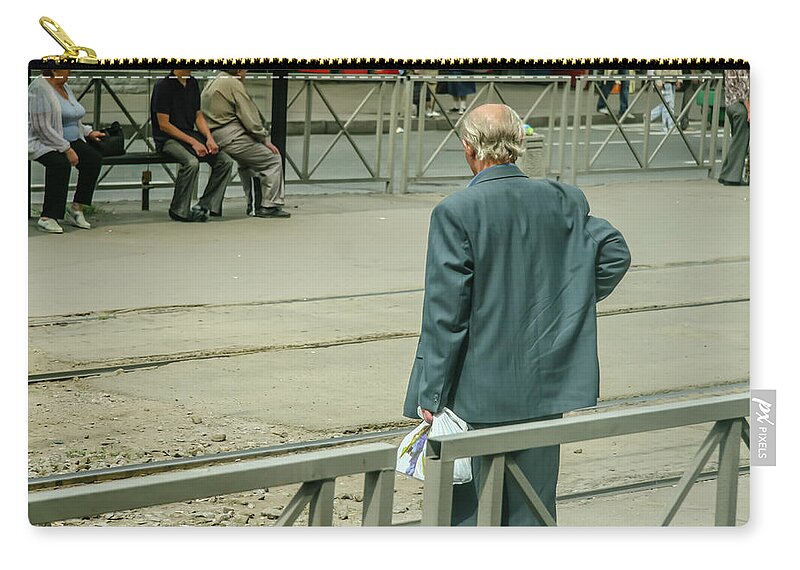 Tour Zip Pouch featuring the photograph Old, Alone, with Dignity by KG Thienemann
