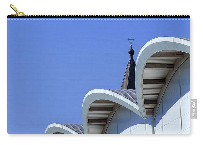 Old And Modern In City By Marina Usmanskaya Zip Pouch featuring the photograph Old and modern in city by Marina Usmanskaya