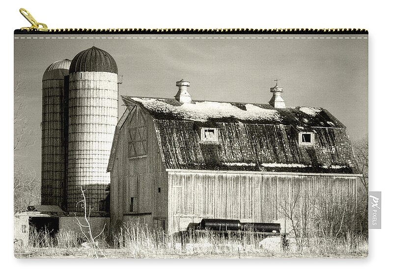 Huntley Zip Pouch featuring the photograph Old Barn Huntley Illinois by Roger Passman
