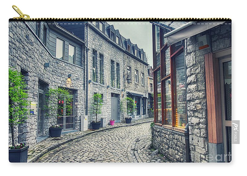 Sky Zip Pouch featuring the photograph old Belgium town Durbuy by Ariadna De Raadt