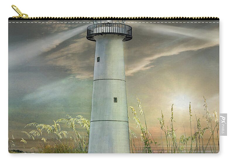 Biloxi Zip Pouch featuring the digital art Old Biloxi Lighthouse by Sandra Schiffner