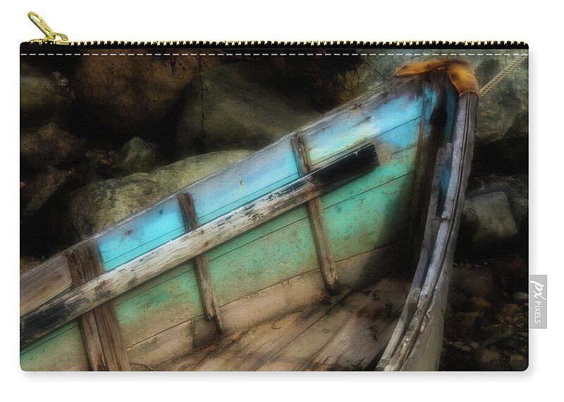 Wooden Zip Pouch featuring the photograph Old Boat 1 Stonington maine by David Smith
