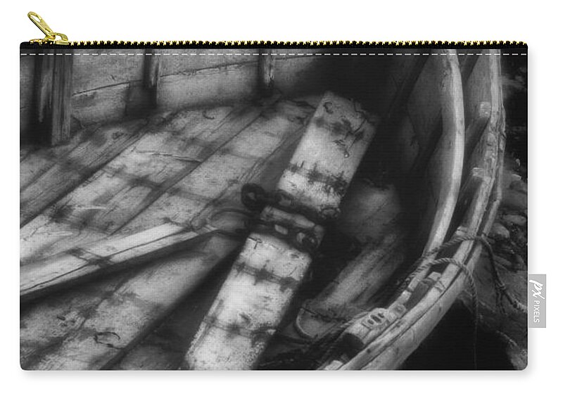 Vacationland Zip Pouch featuring the photograph Old Boat Stonington Maine Black and White by David Smith