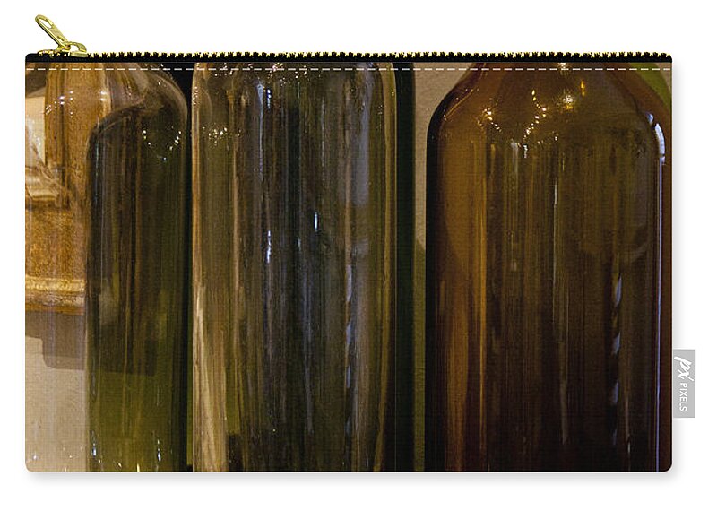 Bottles Zip Pouch featuring the photograph Old Bottles by Donna Walsh