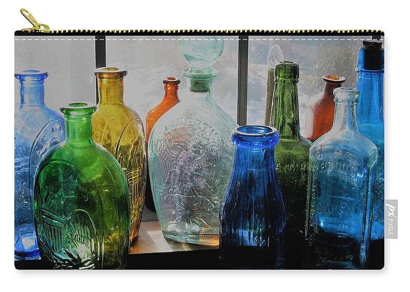 Color Zip Pouch featuring the photograph Old Bottles by John Scates
