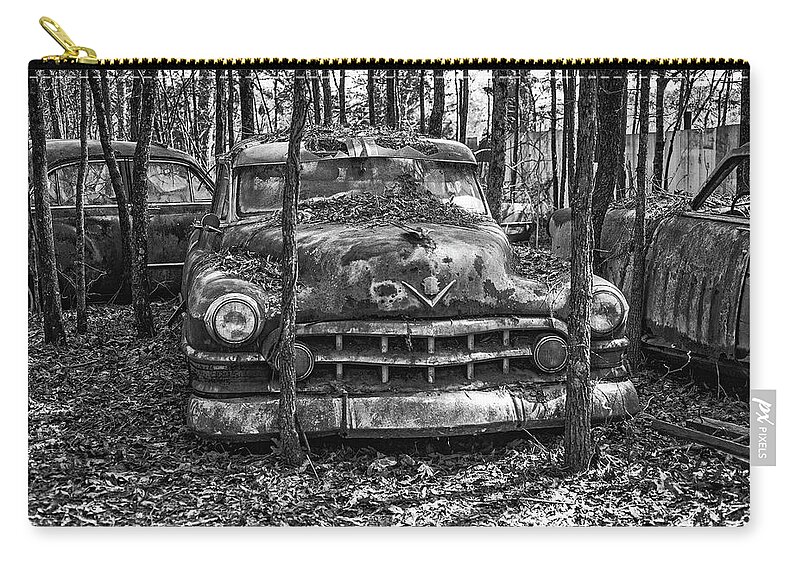 Junked Car Zip Pouch featuring the photograph Old Cadillac by Matthew Pace