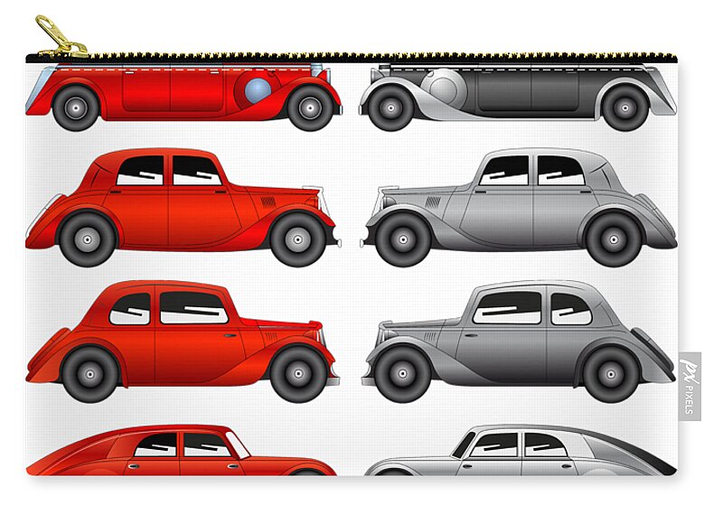 Car Zip Pouch featuring the digital art Old Cars by Michal Boubin