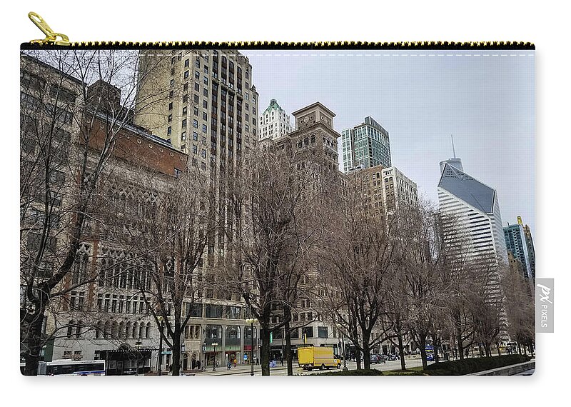 Millennium Park Zip Pouch featuring the photograph Old Chicago Skyscrapers by Britten Adams
