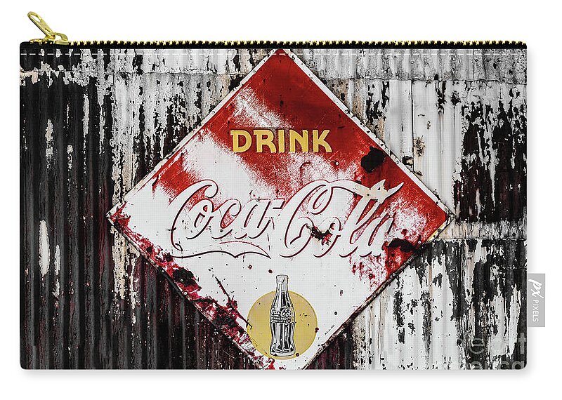 Old Zip Pouch featuring the photograph Old Coke Sign 2 by M G Whittingham