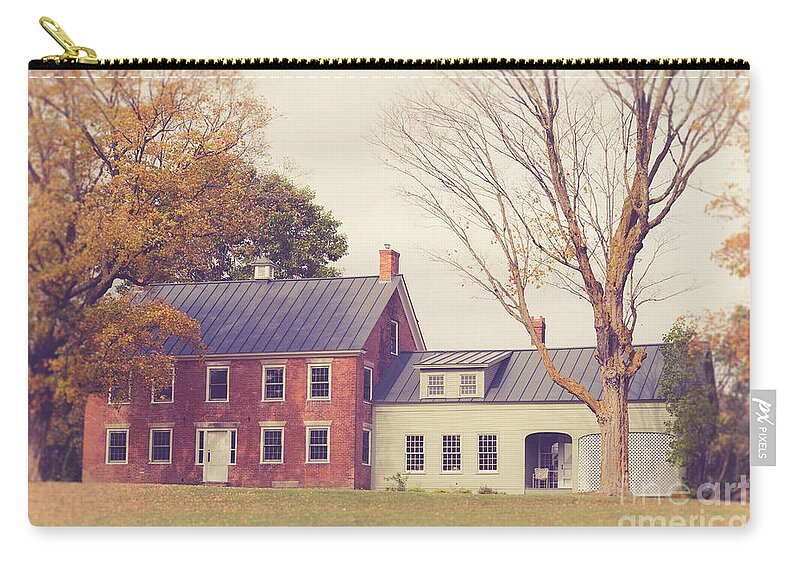 Brick Zip Pouch featuring the photograph Old Colonial Farm House Vermont by Edward Fielding