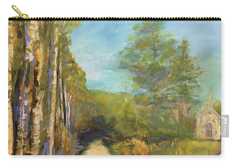 Painting Zip Pouch featuring the painting Old Country Church by Jack Diamond