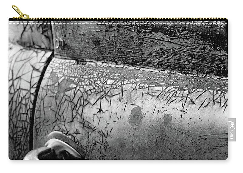 Truck Zip Pouch featuring the photograph Old Dodge Truck - Rust Bucket - BW - Water Paper 06 by Pamela Critchlow