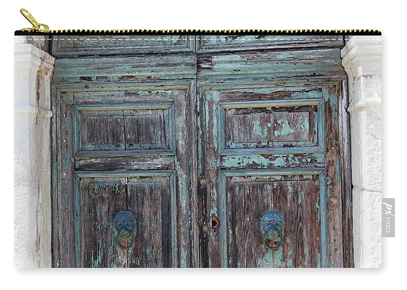 Large Doors Zip Pouch featuring the photograph Old Doors With Peeling Paint On The Island Of Murano by Rick Rosenshein