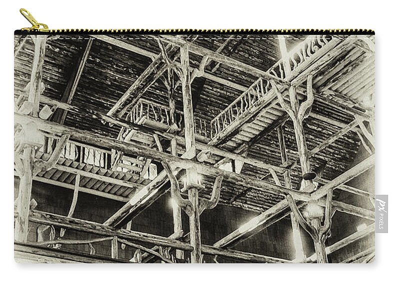 Yellowstone National Park Zip Pouch featuring the photograph Old Faithful Inn Interior 4 by Bob Phillips