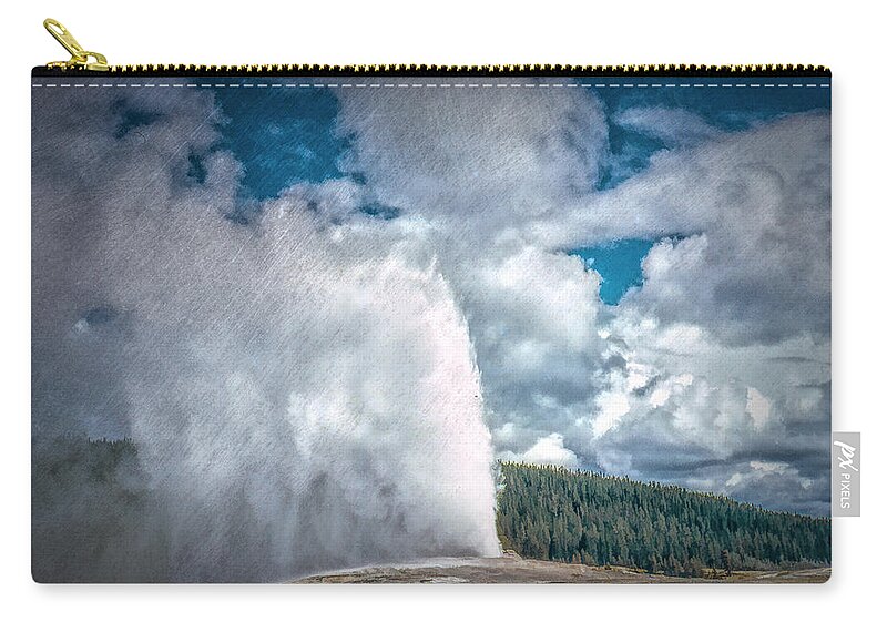  Zip Pouch featuring the photograph Old Faithful Vintage 4 by Cathy Anderson