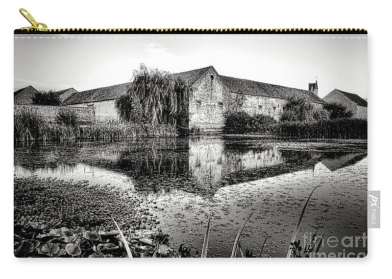 France Zip Pouch featuring the photograph Old Farm and Pond in France by Olivier Le Queinec