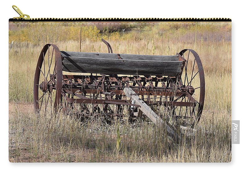 Old Zip Pouch featuring the photograph Farm Implament Westcliffe CO by Margarethe Binkley