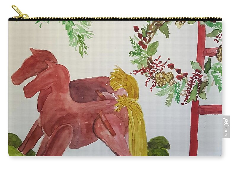 Country Christmas Zip Pouch featuring the painting Old fashioned Christmas by Lisa Debaets
