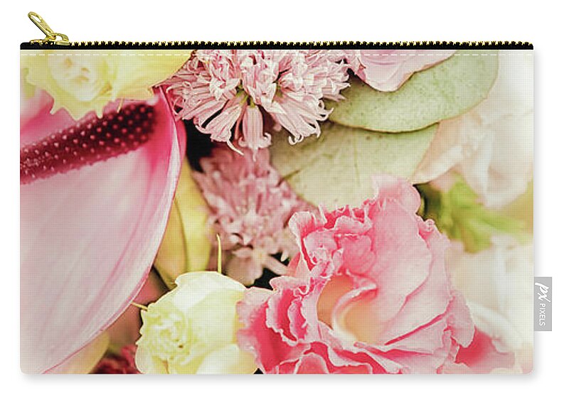 Flower Zip Pouch featuring the photograph Old fashioned flower arrangement vertical by Simon Bratt