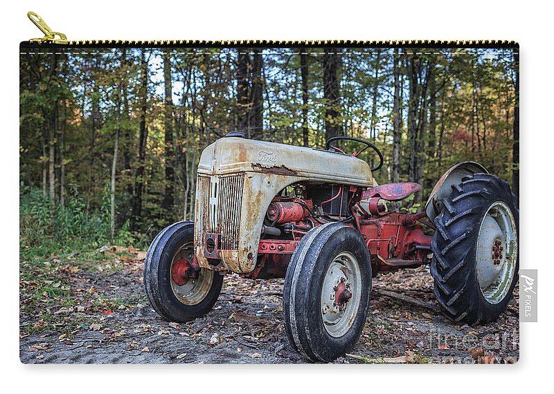 Springfield Zip Pouch featuring the photograph Old Ford Vintage Tractor in the Woods by Edward Fielding