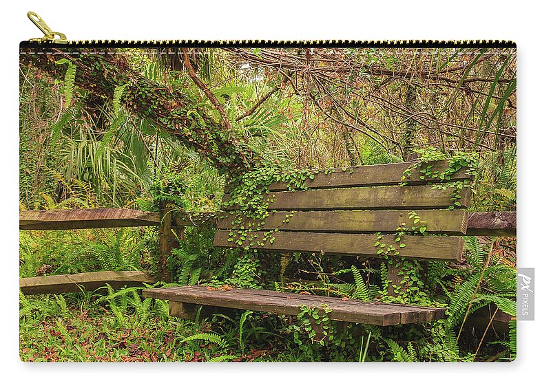 Florida Zip Pouch featuring the photograph Old Forest Bench by Stefan Mazzola