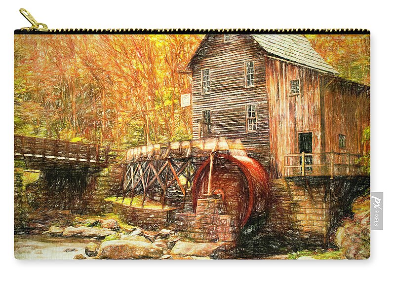 Grist Mill Carry-all Pouch featuring the photograph Old Grist Mill by Mark Allen