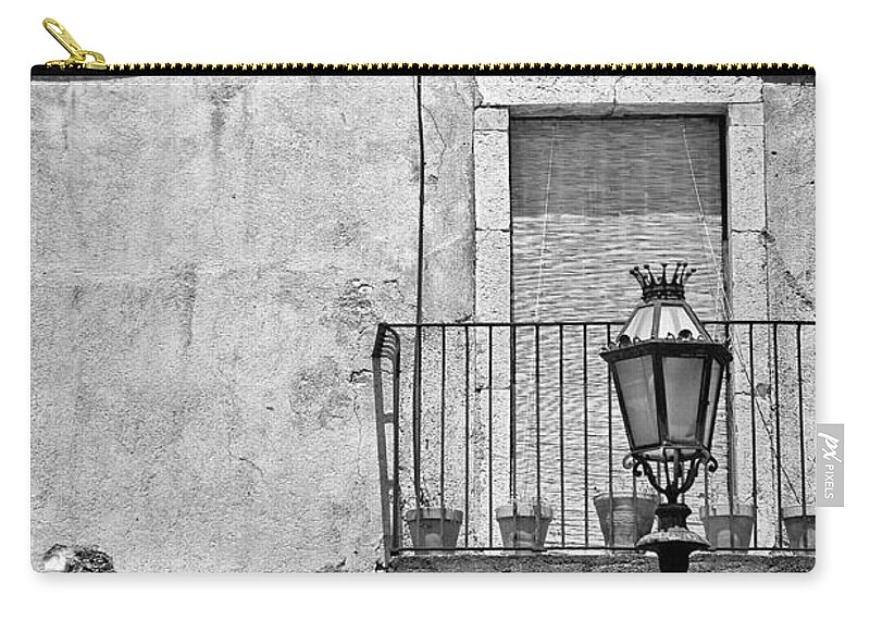 Black And White Zip Pouch featuring the photograph Old house in Taormina Sicily by Silvia Ganora