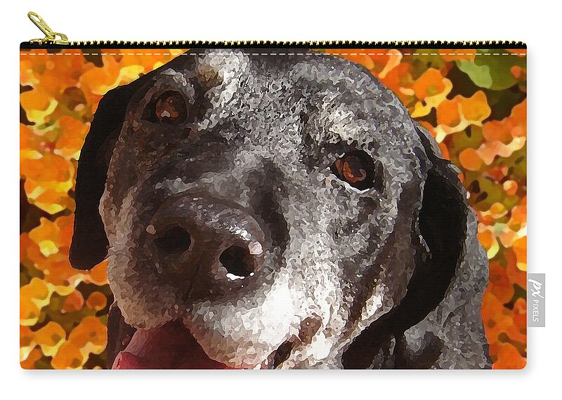 Labrador Retreiver Zip Pouch featuring the painting Old Labrador by Amy Vangsgard