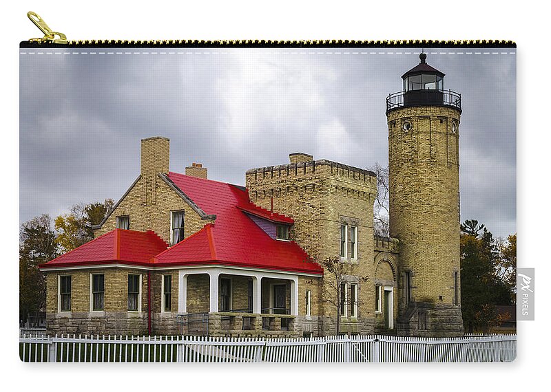Old Mackinaw Pointe Lighthouse Zip Pouch featuring the photograph Old Mackinaw Pointe Lighthouse by Steve L'Italien