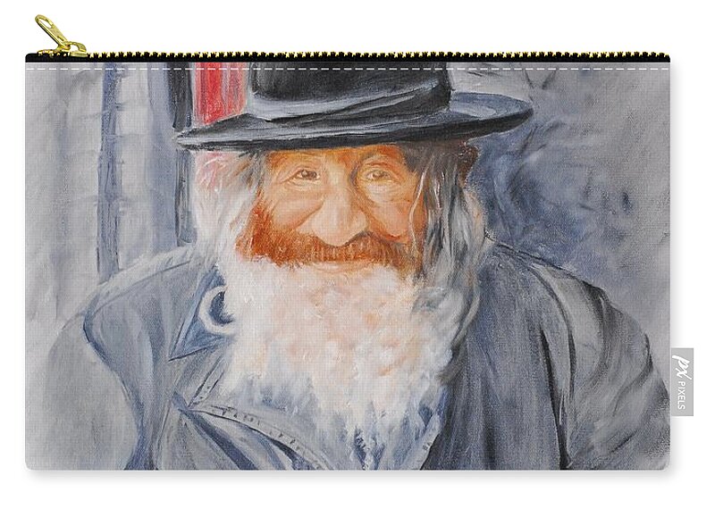 Jerusalem Zip Pouch featuring the painting Old Man of Jerusalem by Quwatha Valentine