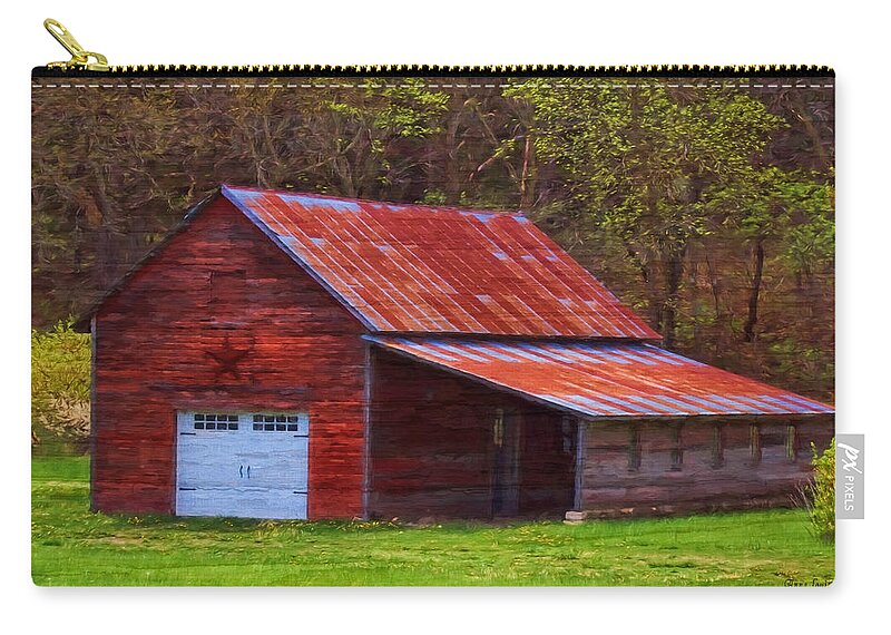 Architecture Zip Pouch featuring the photograph Old Red Barn with Star by Anna Louise