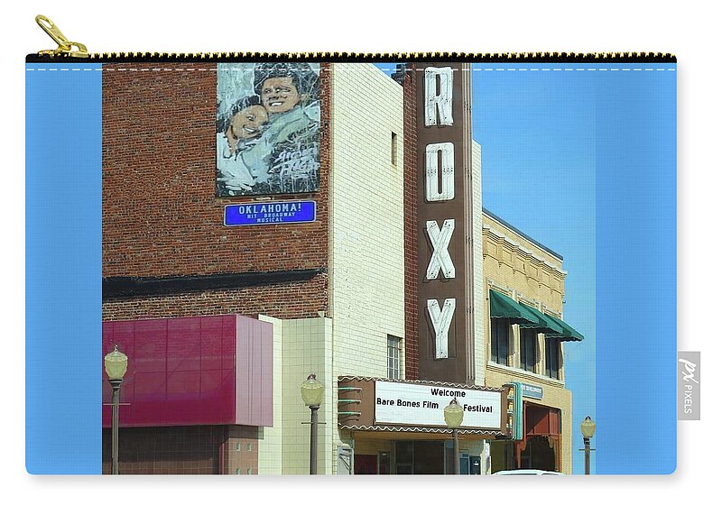 Roxy Zip Pouch featuring the photograph Old Roxy Theater in Muskogee, Oklahoma by Janette Boyd