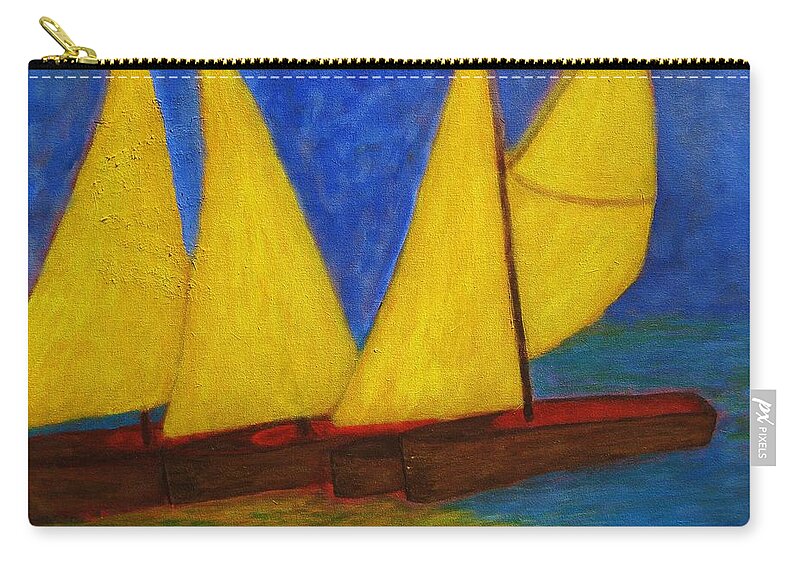 Acrylic Painting Zip Pouch featuring the painting Old Sailboats by John Scates