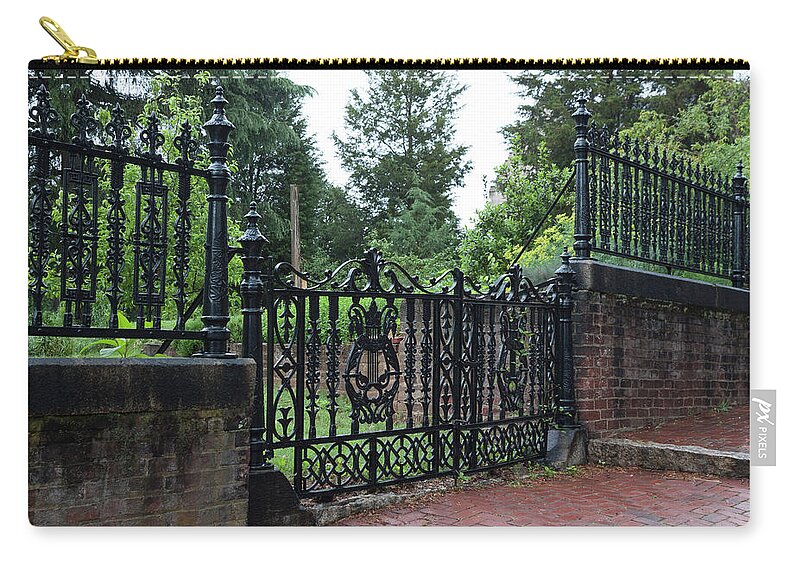 Photograph Zip Pouch featuring the photograph Old Salem Ironwork - Winston Salem Series by Suzanne Gaff